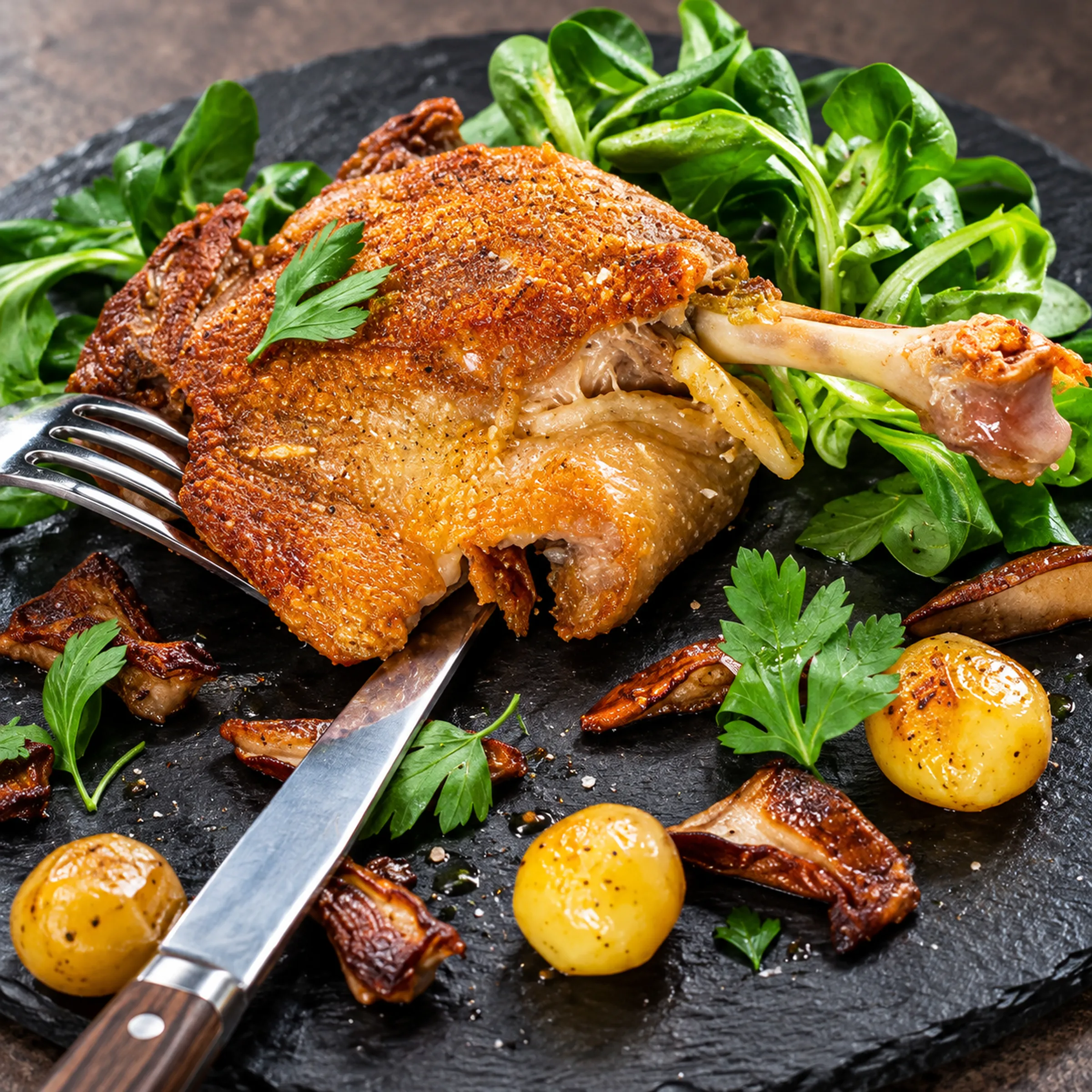 Cuisse confite, pommes grenaille